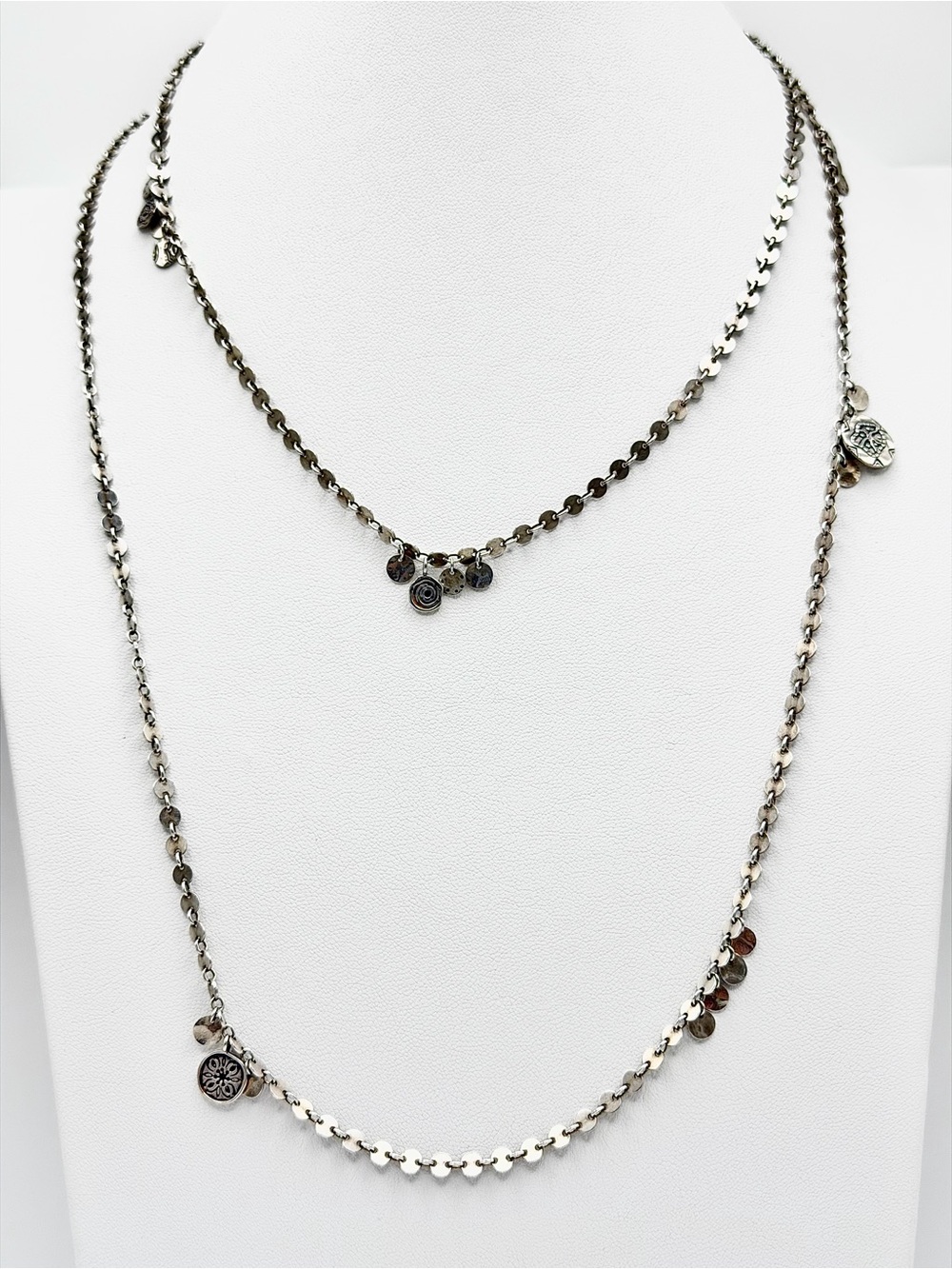 Silpada Festive Glittering Sterling Silver CONFETTI 46” Disc & Charm Necklace - Picture 5 of 15